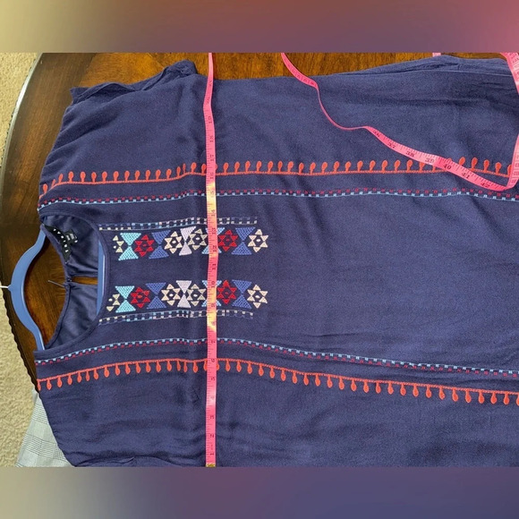 Tribal Floral Embroidered Shift Dress Women’s Aztec Boho Southwestern- Size M - Picture 6 of 12